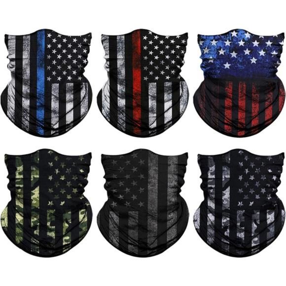6Pcs Neck Gaiter Face Mask Men Women Seamless Bandana Rave Face Cover Scarf Mask - Picture 1 of 6